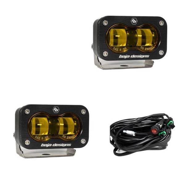 Baja Designs Universal S2 SAE Spot LED (Pair) - Amber - 237811