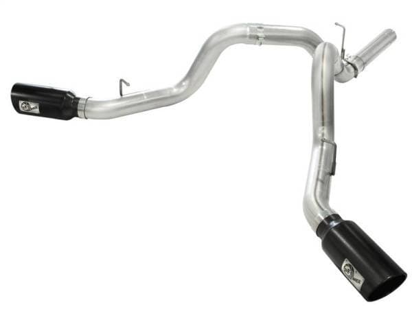 aFe MachForce XP Exhaust 4inch DP-Back All SS 2011-14 GM Diesel Trucks V8-6.6L LML Black Tips - 49-44043-B