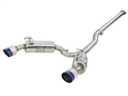aFe Takeda 3in. to 2.5in. 304 SS C/B Exhaust 08-15 Mitsubishi EVO I4-2.0L (t) - Blue Flamed Tips - 49-36701-L