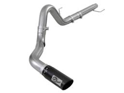 aFe Large Bore-HD 4in 409 SS DPF-Back Exh 18-19 Ford F-150 V6-3.0L (td) w/ Black Tip - 49-43106-B